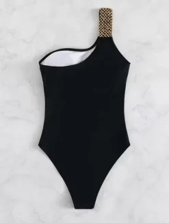 Discount Women's Swimwear One Piece Swimsuit Solid Colour Stylish Beach Wear Bathing Suits Women One-Pieces