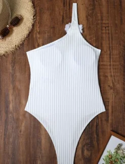 Outlet Women's Swimwear One Piece Swimsuit Backless Tummy Control High Waist Slim Vacation Beach Wear Solid Color Asymmetric Neck Sleeveless Bathing Suits Women One-Pieces