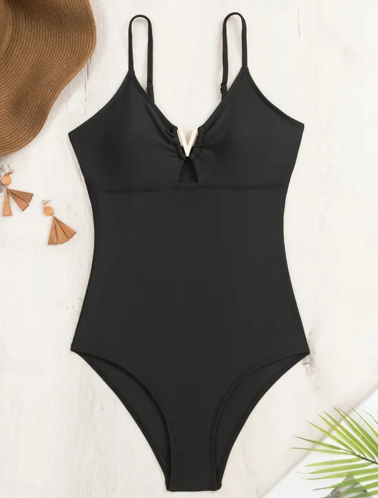 Sale Women's Swimwear One Piece Monokini Swimsuit Backless Tummy Control High Waist Slim Vacation Beach Wear Solid Color Scoop Neck Sleeveless Bathing Suits Women One-Pieces