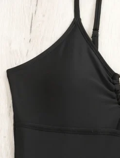 Sale Women's Swimwear One Piece Monokini Swimsuit Backless Tummy Control High Waist Slim Vacation Beach Wear Solid Color Scoop Neck Sleeveless Bathing Suits Women One-Pieces