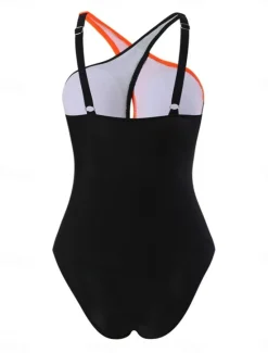 Women's Swimwear One Piece Monokini Swimsuit Backless Patchwork Tummy Control High Waist Slim Vacation Beach Wear Solid Color Scoop Neck Sleeveless Bathing Suits Women One-Pieces