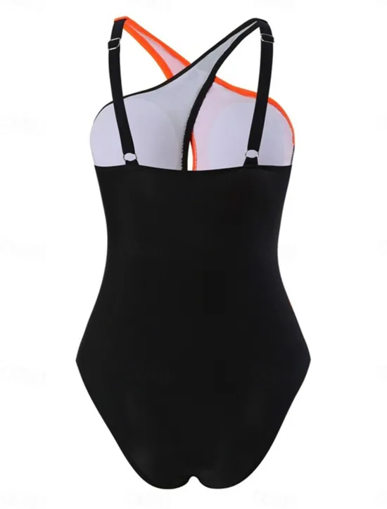 Women's Swimwear One Piece Monokini Swimsuit Backless Patchwork Tummy Control High Waist Slim Vacation Beach Wear Solid Color Scoop Neck Sleeveless Bathing Suits Women One-Pieces