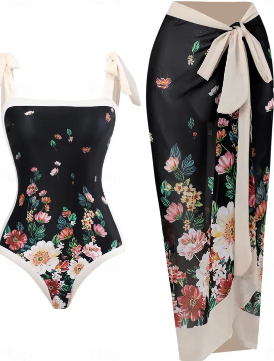 Sale Women's Swimwear One Piece 2 Piece Swimsuit Backless Tummy Control High Waist Slim Vacation Beach Wear Floral Sleeveless Bathing Suits Women One-Pieces