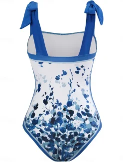 Sale Women's Swimwear One Piece 2 Piece Swimsuit Backless Tummy Control High Waist Slim Vacation Beach Wear Floral Sleeveless Bathing Suits Women One-Pieces