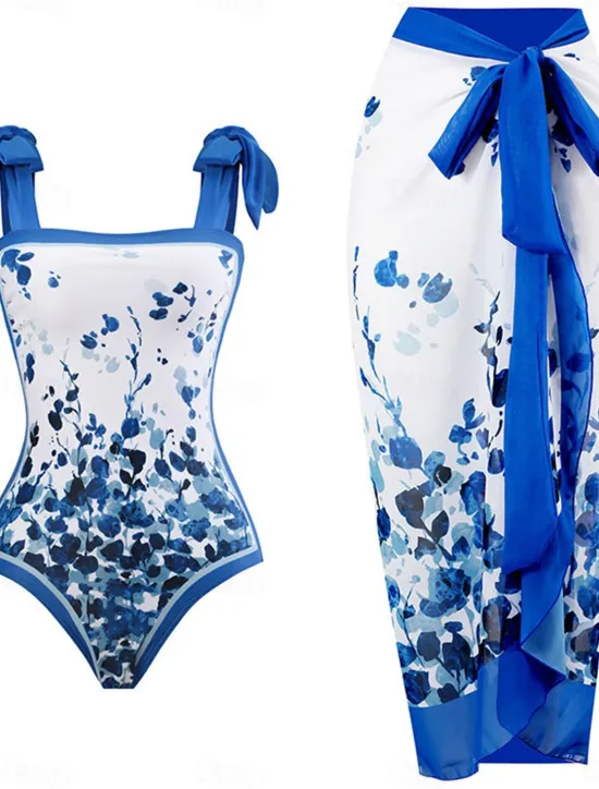 Sale Women's Swimwear One Piece 2 Piece Swimsuit Backless Tummy Control High Waist Slim Vacation Beach Wear Floral Sleeveless Bathing Suits Women One-Pieces
