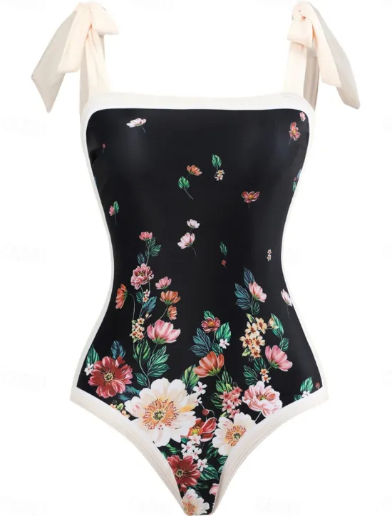 Sale Women's Swimwear One Piece 2 Piece Swimsuit Backless Tummy Control High Waist Slim Vacation Beach Wear Floral Sleeveless Bathing Suits Women One-Pieces