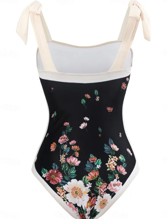 Sale Women's Swimwear One Piece 2 Piece Swimsuit Backless Tummy Control High Waist Slim Vacation Beach Wear Floral Sleeveless Bathing Suits Women One-Pieces