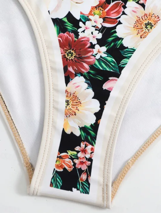Sale Women's Swimwear One Piece 2 Piece Swimsuit Backless Tummy Control High Waist Slim Vacation Beach Wear Floral Sleeveless Bathing Suits Women One-Pieces