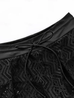 Outlet Women's Swimwear Stretchy Boxer Shorts Swimsuit Mesh High Waist Vacation Beach Wear Solid Color Sleeveless Bathing Suits Women Bikinis