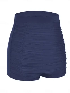 Sale Women's Swimwear Stretchy Boxer Shorts Swimsuit High Waist Vacation Beach Wear Solid Color Sleeveless Bathing Suits Women Bikinis