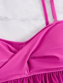 Discount Women's Swimwear Swimdresses One Piece Tankini Swimsuit Backless High Waist Slim Vacation Beach Wear Solid Color U Neck Sleeveless Bathing Suits Women Swimdresses