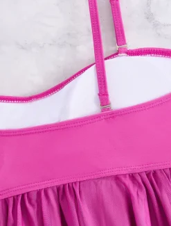 Discount Women's Swimwear Swimdresses One Piece Tankini Swimsuit Backless High Waist Slim Vacation Beach Wear Solid Color U Neck Sleeveless Bathing Suits Women Swimdresses