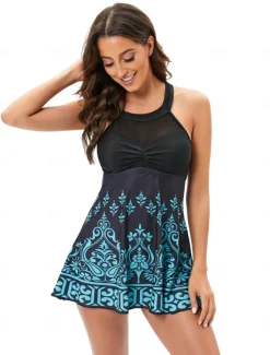 Clearance Women's Swimwear Swimdresses Tankini Swimsuit Vacation Tropical Paisley Strapless Bathing Suits Women Swimdresses