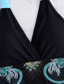 Outlet Women's Swimwear Swimdresses 2 Piece Cheeky Tankini Swimsuit Backless High Waist Slim Vacation Beach Wear Graphic Halter Neck Sleeveless Bathing Suits Women Bikinis|Swimdresses