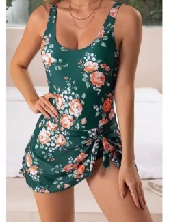 Discount Women's Swimwear Swimdresses Tankini Swimsuit Fashion Sexy Graphic U Neck Sleeveless Bathing Suits Women Swimdresses