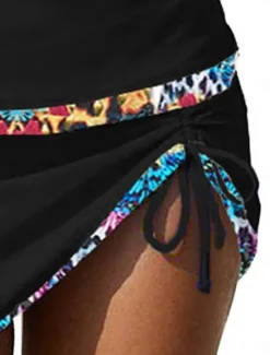 Discount Women's Swimwear Tankini 2 Piece Skirt Swimsuit Backless High Waist Vacation Beach Wear Floral Leopard V Neck Sleeveless Bathing Suits Women Leopard Swimwear|Tankinis