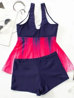 Outlet Women's Swimwear Tankini 2 Piece Boy Leg Swimsuit Backless High Waist Vacation Beach Wear Ombre V Neck Sleeveless Bathing Suits Women Tankinis
