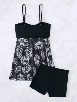 Discount Women's Swimwear Tankini Swimsuit Vacation Tropical Floral Sleeveless Bathing Suits Women Swimdresses