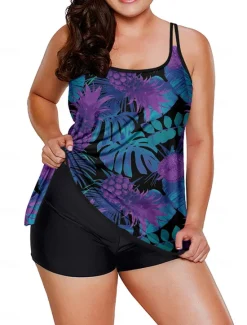 Online Women's Swimwear Tankini Swimsuit Tropical Tropical Sleeveless Bathing Suits Women Tankinis