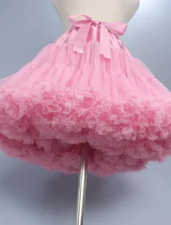 Sale Women's Swing Petticoat Fashion Mini Skirts Solid Colored Ruffle Layered Tulle Performance Party Fall & Winter Organza Tulle Women Skirts