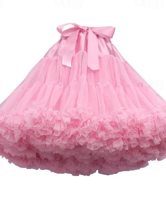 Sale Women's Swing Petticoat Fashion Mini Skirts Solid Colored Ruffle Layered Tulle Performance Party Fall & Winter Organza Tulle Women Skirts