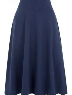 Hot Women's Swing Work Skirts Midi Skirts Knitting Solid Colored Office / Career Casual Daily Fall & Winter Elegant Black Yellow Light Green Wine Women Skirts
