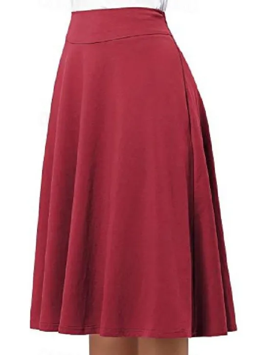 Hot Women's Swing Work Skirts Midi Skirts Knitting Solid Colored Office / Career Casual Daily Fall & Winter Elegant Black Yellow Light Green Wine Women Skirts