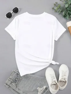 Hot Women's T Shirt Basic Casual Floral Print Short Sleeve Regular Tops Crew Neck Daily Black White Blue Purple Summer Women T-Shirts|Spring Tops