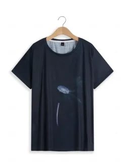 Discount Women's T Shirt Basic Floral Print Short Sleeve Regular Tops Round Neck Casual Holiday Weekend Black Gray Women Spring Tops