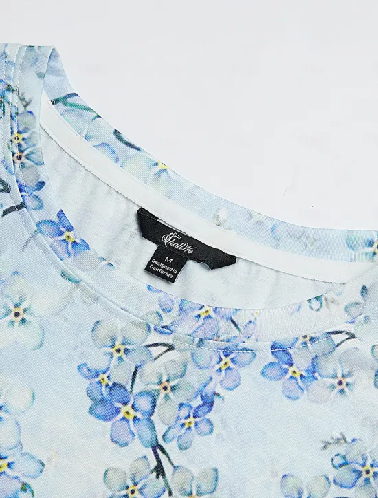 Online Women's T Shirt Basic Floral Print Short Sleeve Regular Tops Round Neck Daily Weekend Women Spring Tops