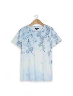 Online Women's T Shirt Basic Floral Print Short Sleeve Regular Tops Round Neck Daily Weekend Women Spring Tops