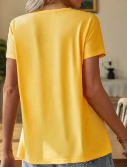Women's T Shirt Bees Stylish Casual Short Sleeve Crew Neck Regular Tops Daily Print Yellow Pink Blue Green Summer Women T-Shirts