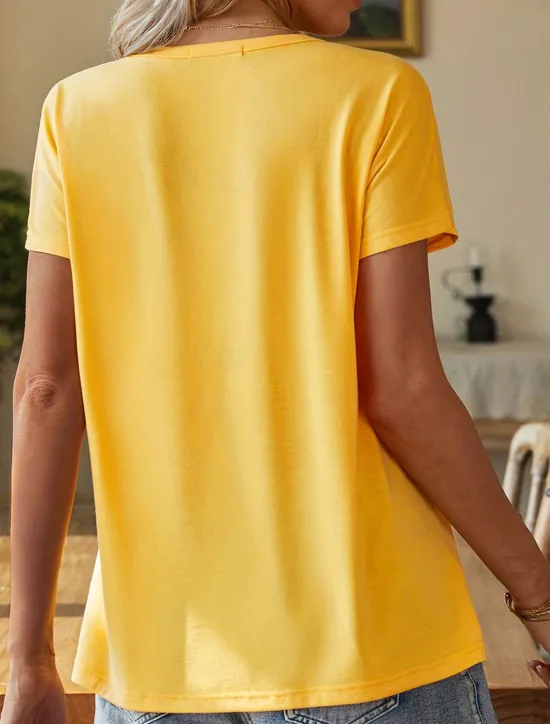 Women's T Shirt Bees Stylish Casual Short Sleeve Crew Neck Regular Tops Daily Print Yellow Pink Blue Green Summer Women T-Shirts