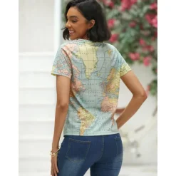 Outlet Women's T Shirt Blouse Basic Modern Print T-shirt Sleeve Short Sleeve Regular Tops V Neck Street Daily Summer Women T-Shirts