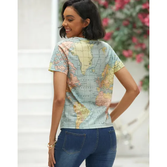 Outlet Women's T Shirt Blouse Basic Modern Print T-shirt Sleeve Short Sleeve Regular Tops V Neck Street Daily Summer Women T-Shirts