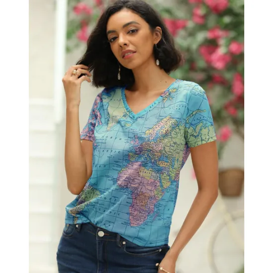Outlet Women's T Shirt Blouse Basic Modern Print T-shirt Sleeve Short Sleeve Regular Tops V Neck Street Daily Summer Women T-Shirts