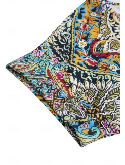 Online Women's T Shirt Boho Blouse Paisley Print V-Neck Short Sleeve Casual Loose Fit Multicolor Lightweight Summer Top Women Boho Tops