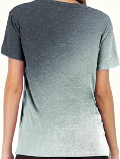Best Women's T Shirt Casual Print Short Sleeve Regular Tops Crew Neck Daily Red Blue Green Gray Summer Women T-Shirts
