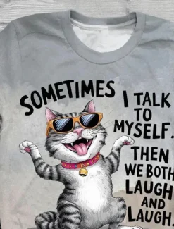 Sale Women's T Shirt Cat Letter Casual Short Sleeve Round Neck Regular Tops Daily Print Summer Women T-Shirts