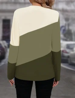 Clearance Women's T shirt Crew Neck Long Sleeve Tunic Geometric Casual Regular Tops Daily Print Spring Fall Women T-Shirts