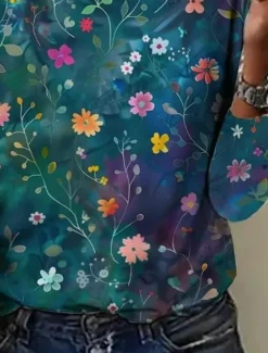 Clearance Women's T shirt Crew Neck Long Sleeve Tunic Floral Graphic Casual Regular Tops Daily Print Spring Fall Women Spring Tops|T-Shirts
