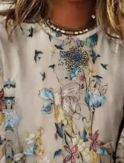 Clearance Women's T shirt Crew Neck Long Sleeve Tunic Floral Animal Plants Casual Regular Tops Daily Going out Weekend Print Women T-Shirts