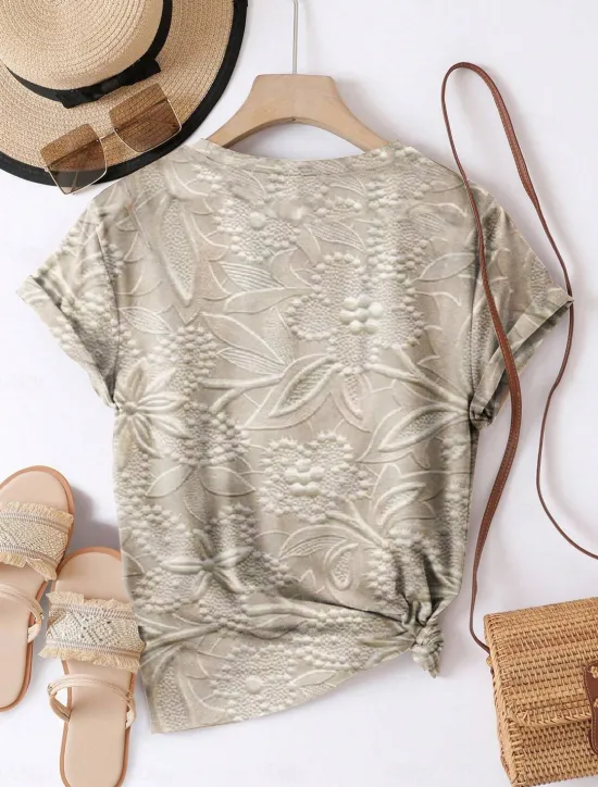 Hot Women's T Shirt 3D Print Floral Casual Short Sleeve Round Neck Regular Tops Daily Print Summer Women Spring Tops|Boho Tops