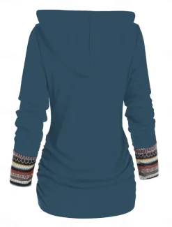 Sale Women's T Shirt Fashion Modern Casual Long Sleeve Regular Tops Crew Neck Daily Weekend Wine Blue Green Gray Spring Fall Women Tunic Tops