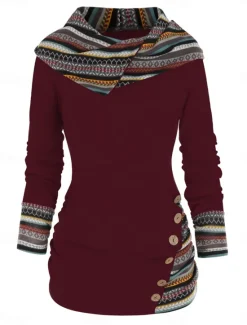 Sale Women's T Shirt Fashion Modern Casual Long Sleeve Regular Tops Crew Neck Daily Weekend Wine Blue Green Gray Spring Fall Women Tunic Tops