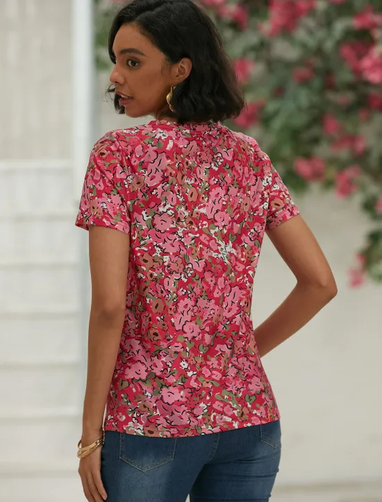 Best Women's T Shirt Floral Basic Short Sleeve Round Neck Regular Tops Holiday Weekend Print Women T-Shirts
