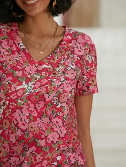 Best Women's T Shirt Floral Basic Short Sleeve Round Neck Regular Tops Holiday Weekend Print Women T-Shirts