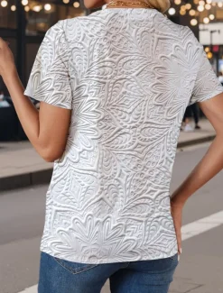 Clearance Women's T Shirt Floral 3D Stylish Casual Short Sleeve Round Neck Regular Tops Daily Weekend Print Summer Spring Women T-Shirts