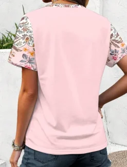 Sale Women's T Shirt Floral Graphic Geometric Bohemia Vintage Stylish Short Sleeve V Neck Regular Tops Daily Going out Beach Wear Print Summer Women Boho Tops