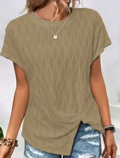 Outlet Women's T Shirt Floral Graphic Geometric Vintage Stylish Classic Short Sleeve Long Sleeve Crew Neck Round Neck Regular Tops Daily Print Grass Green White Light Brown Purple Light Blue Summer Spring Women T-Shirts